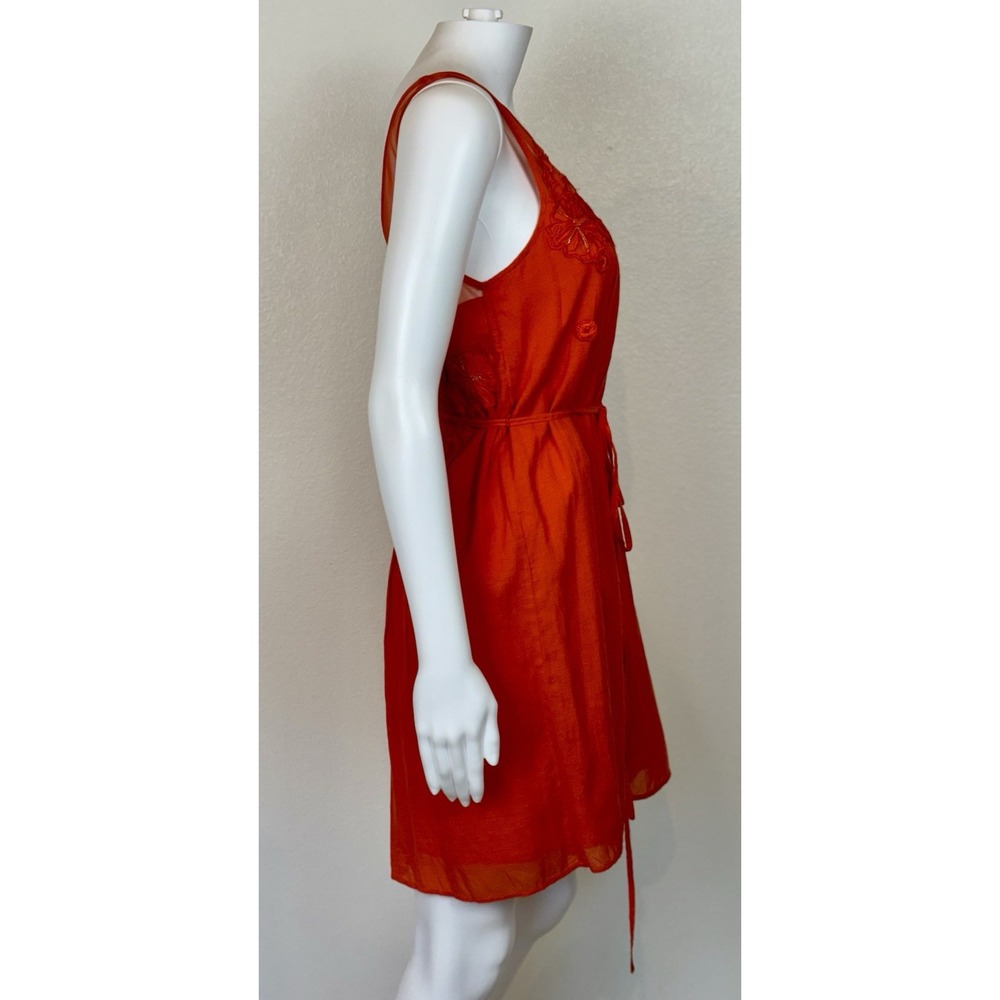 Meadow Rue Anthropologie Floral Mesh Shift Dress Size 0 Orange Romantic Feminine - Picture 5 of 14